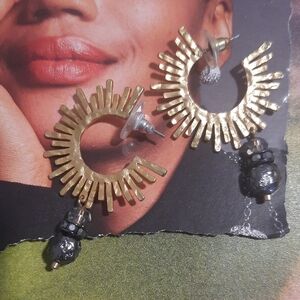 Gold and Black Hoop Earrings